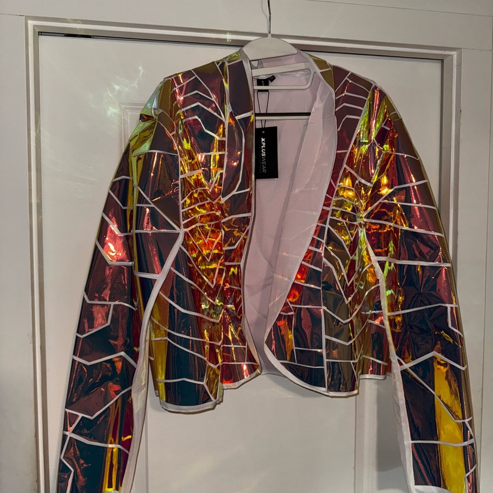 Iridescent Women's Blazer with Geometric Design
